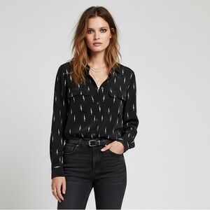 Equipment x Kate Moss Slim Signature Silk Bolt Shirt David Bowie Inspired Sz XS